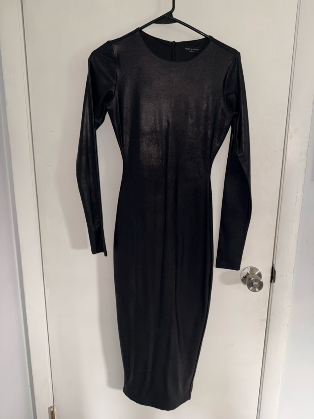 naked wardrobe Black Long-Sleeve Bodycon Midi Dress